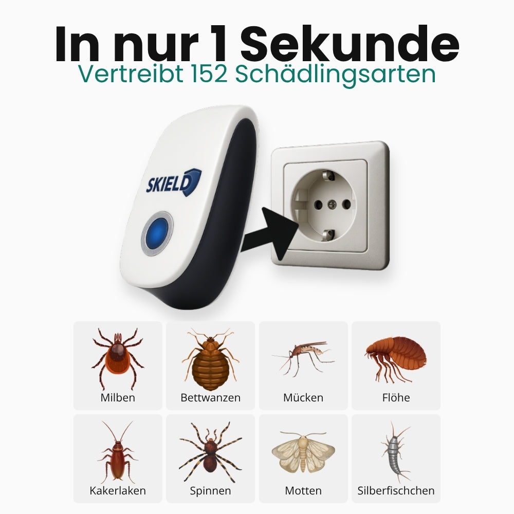 BugShield | Ultraschall gegen Milben, Flöhe, Bettwanzen, Motten & Silberfischchen