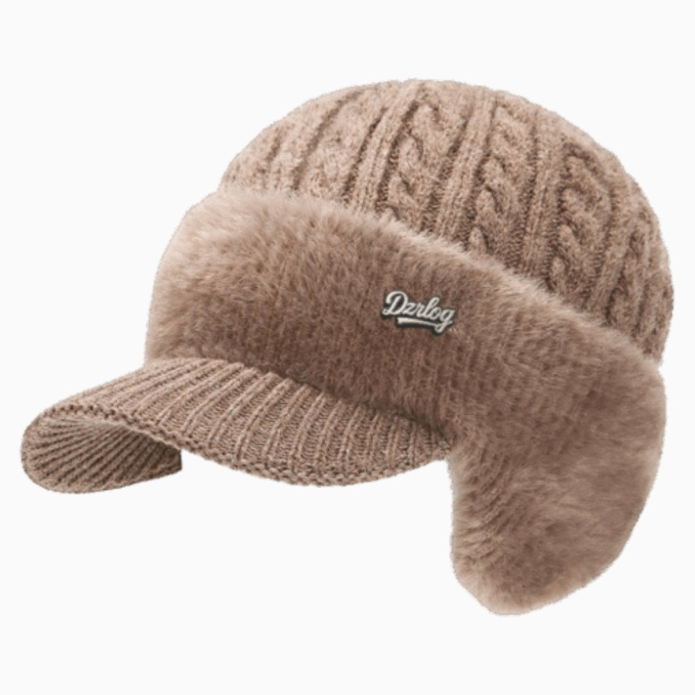 Snowie | Strickmütze mit Nerzfellfutter für vollständigen Kopf- und Ohrenschutz